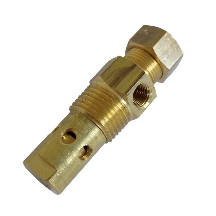 Válvula Dde Retenção 1/2" NPT x Tubo 1/2" - BP06 Com Pistão Em Latão E Vedação Nitrílica/NBR Para Compressor A Pistão.