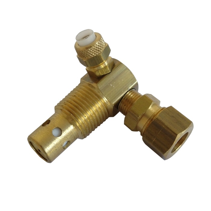 Válvula De Retenção 3/8" NPT x Tubo 5/16" x Alívio 1/4" - 1A, Com Pistão De Teflon Utilizada Em Compressor A Pistão.