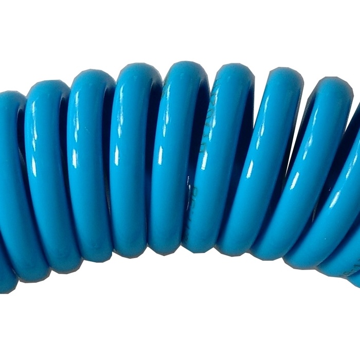 Mangueira espiral 8 mm x 3,5 metros linear em poliuretano na cor azul 