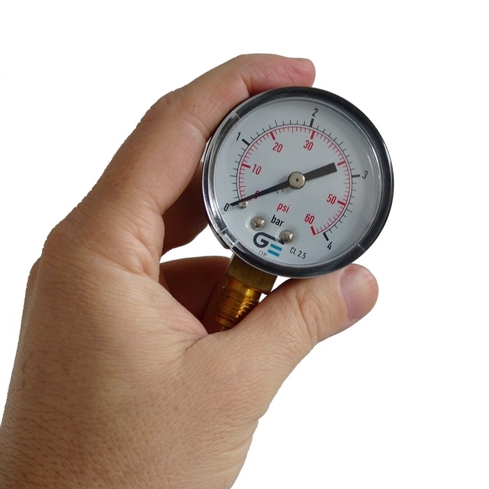 Manômetro vertical 60 psi / 4 bar com rosca 1/4