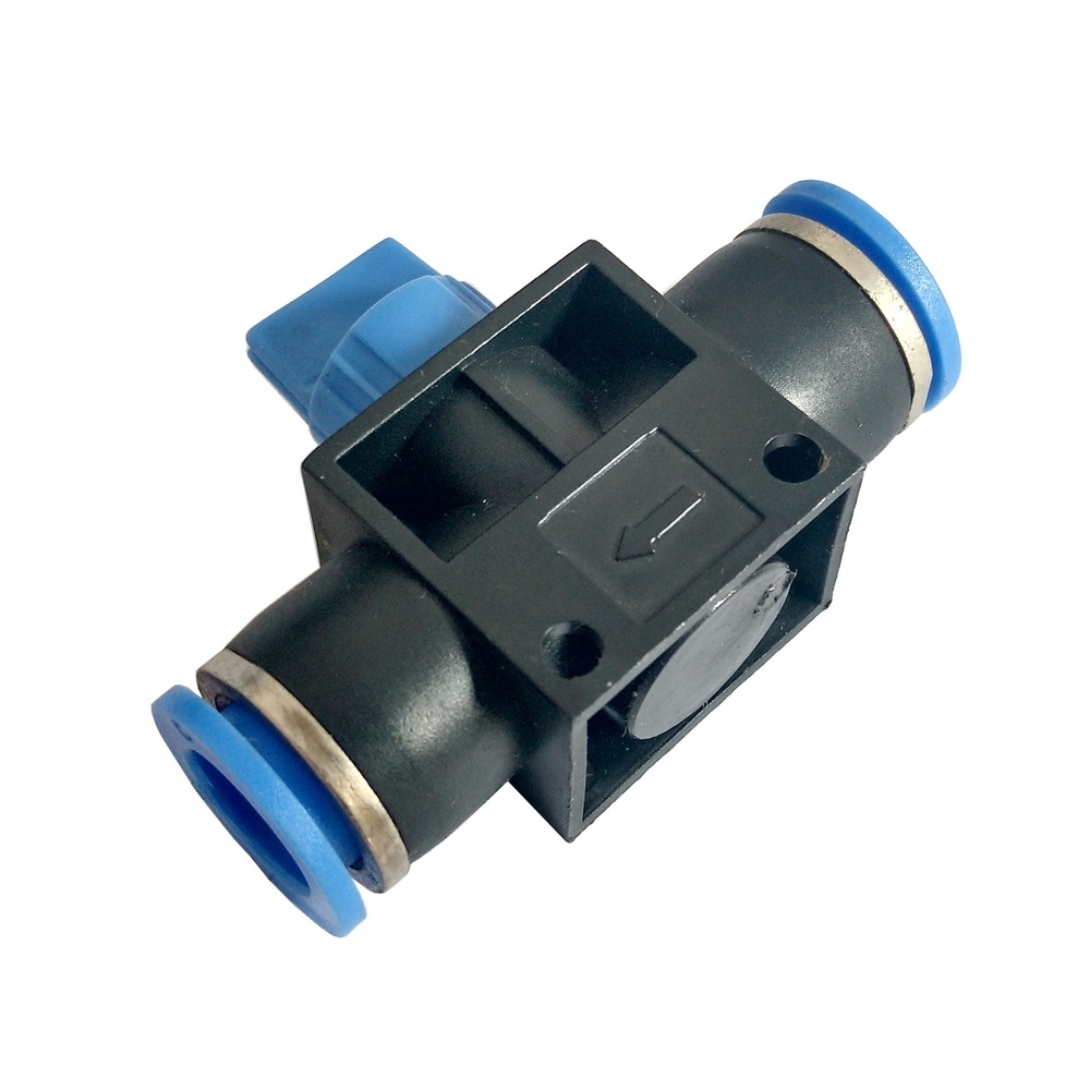 Válvula de Fechamento Manual Tubo 8 mm 3/2 Vias c/ Escape - HVFF (Conexão Pneumática Instantânea)