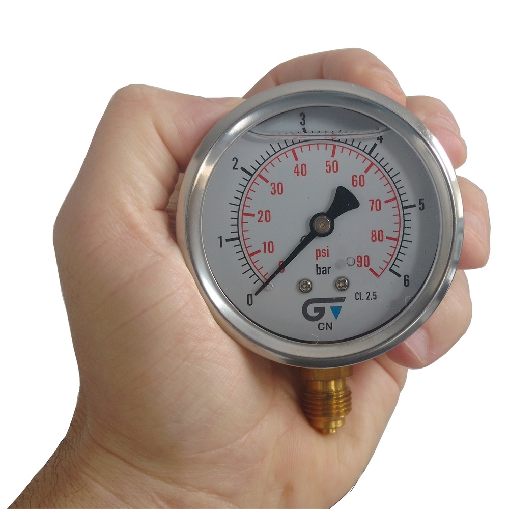Manômetro Vertical 90 PSI / 6 Bar Com Rosca 1/4