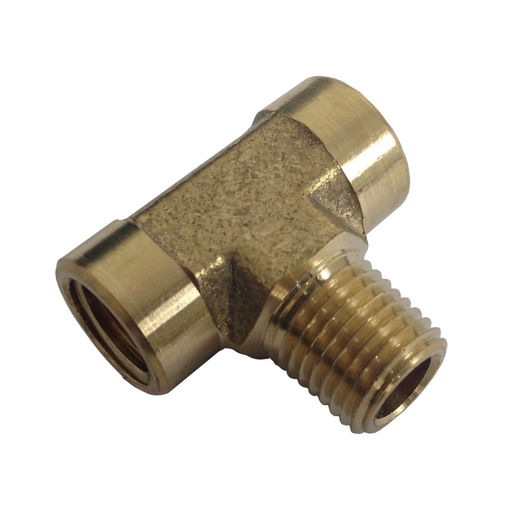 Tee Macho Central 1/4" NPT em latão