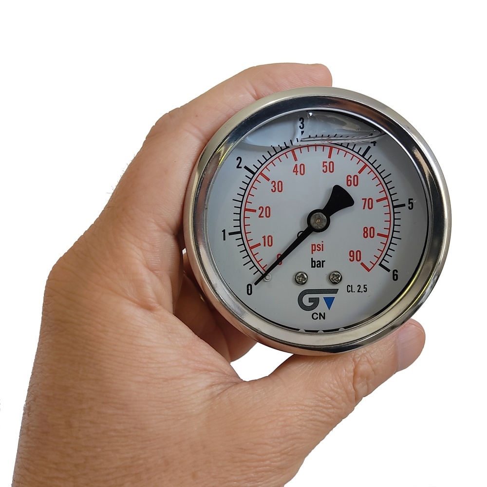 Manômetro Horizontal 90 PSI / 6 Bar Com Rosca 1/4