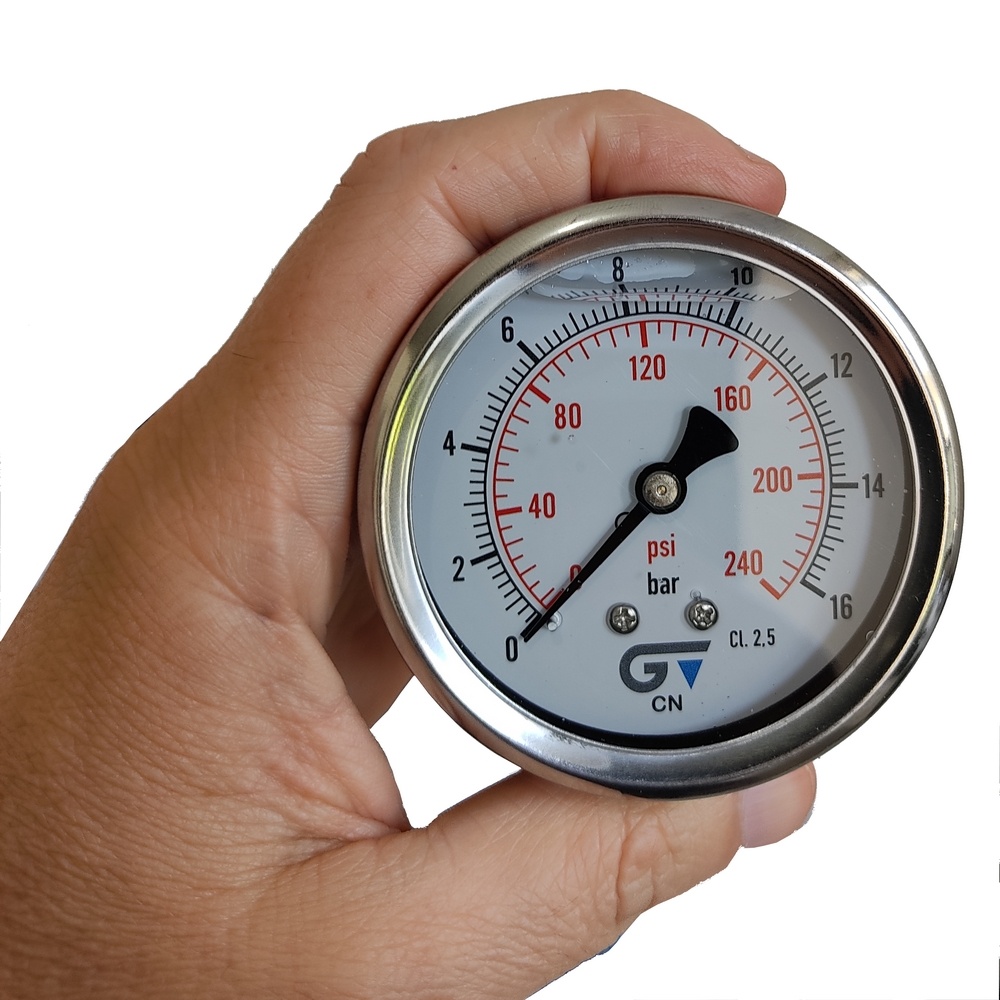 Manômetro Horizontal 240 Psi / 16 Bar Com Rosca 1/4
