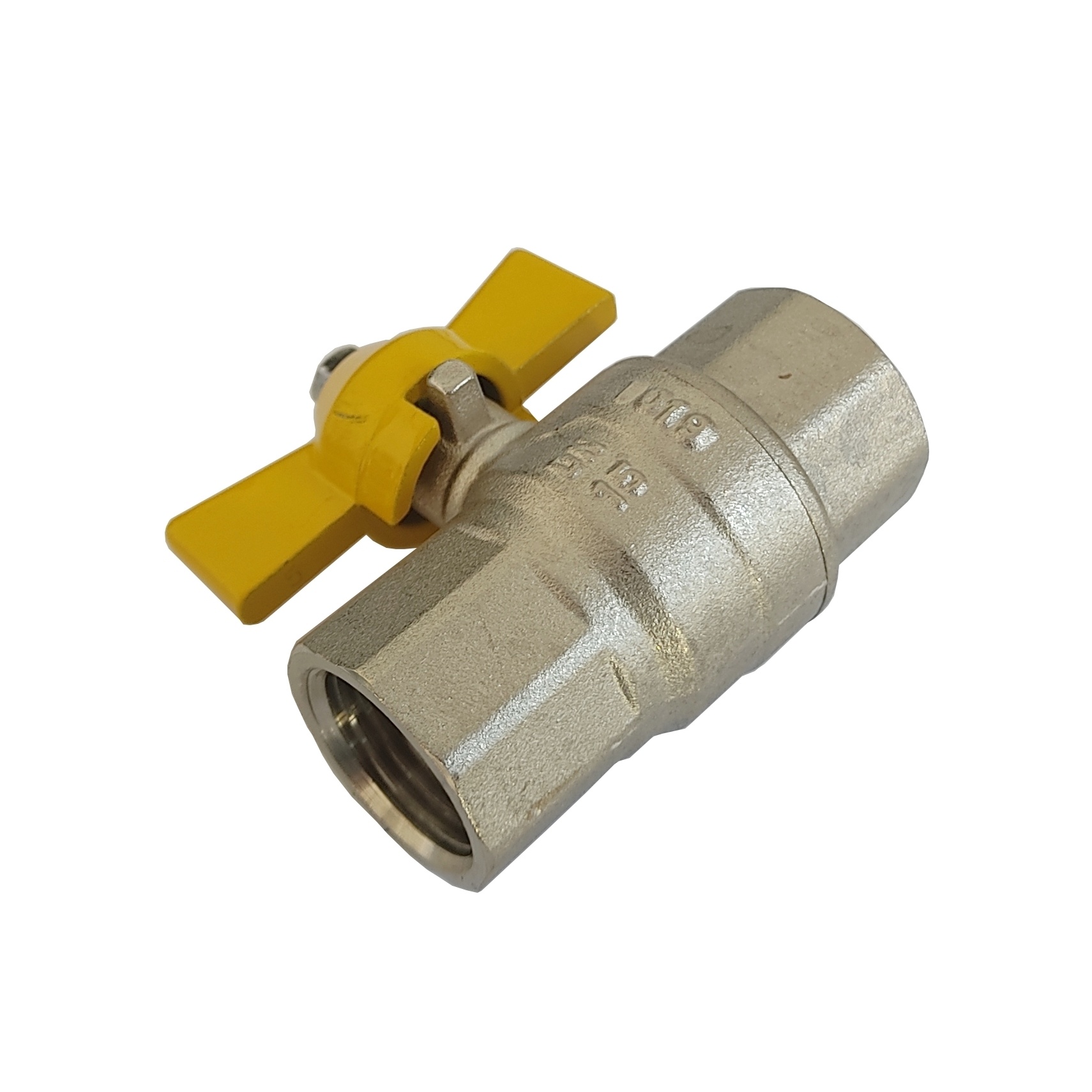 Válvula de Esfera Rosca 1/2" NPT Monobloco PN 40 p/ Rede de Gás c/ Acionamento Borboleta