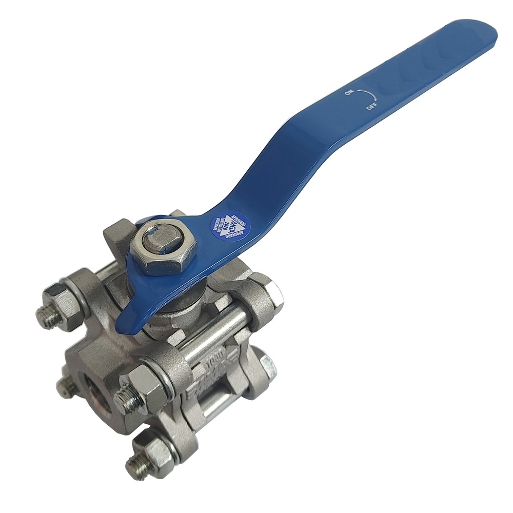 Válvula de Esfera Tripartida 3/8" BSP Passagem Plena - Semi Inox com Vedação em Teflon Reforçado - S1000 - CL300 