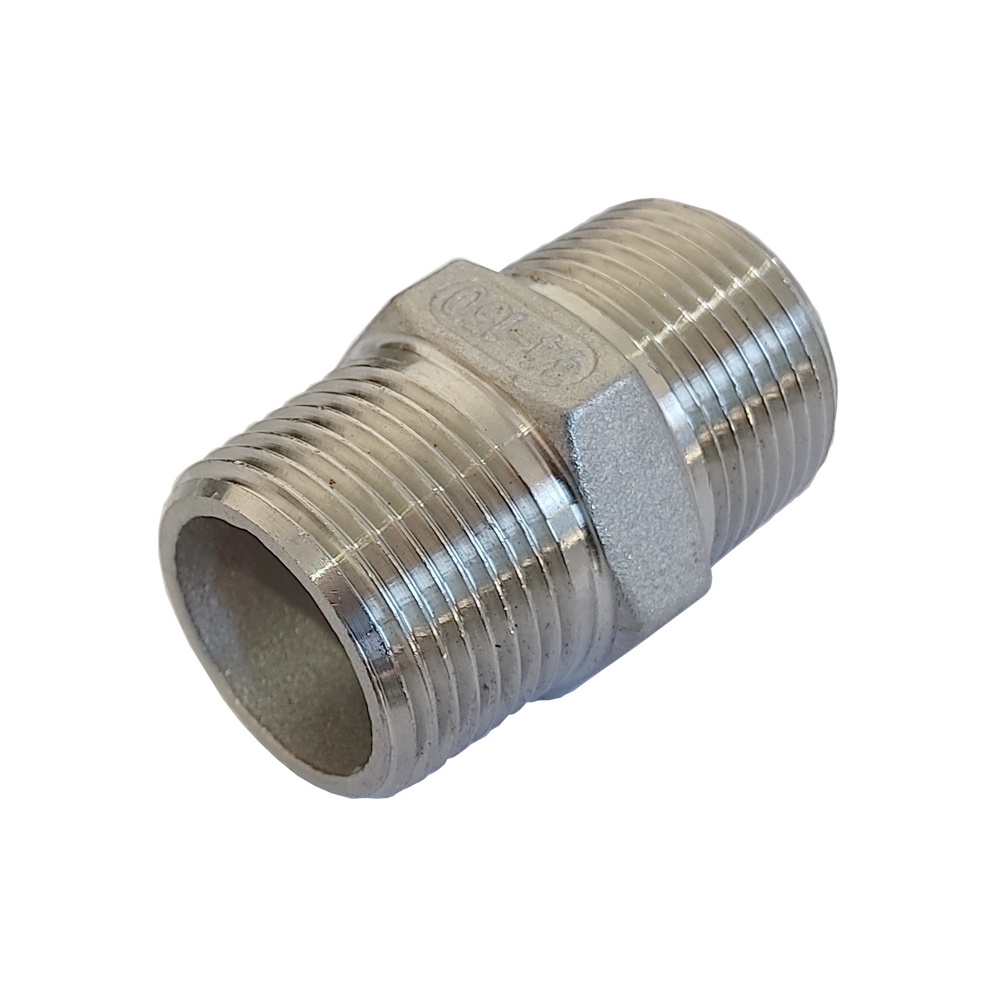 Niple Duplo 1/2" BSPT - Aço Inox 304