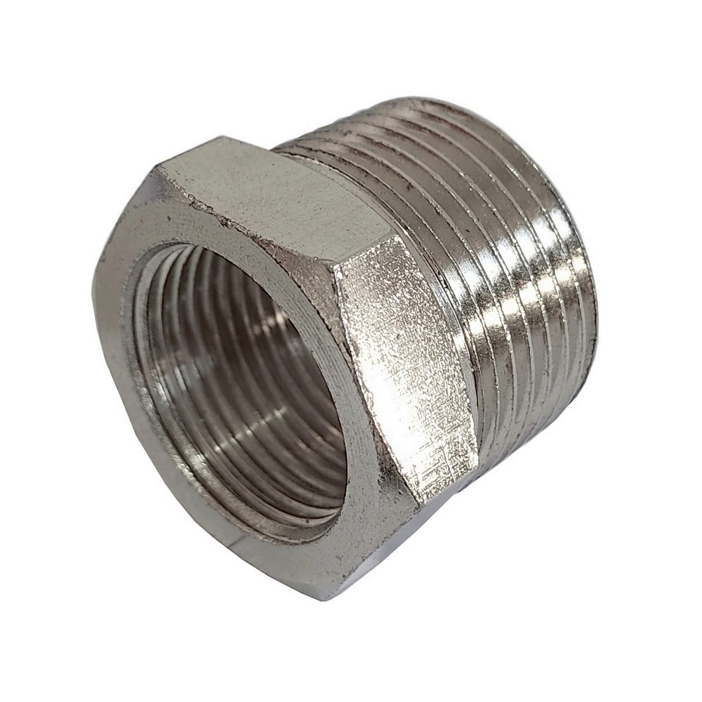 Bucha Ee Redução 1/4" BSPT x 1/8" BSP Em Latão Niquelado