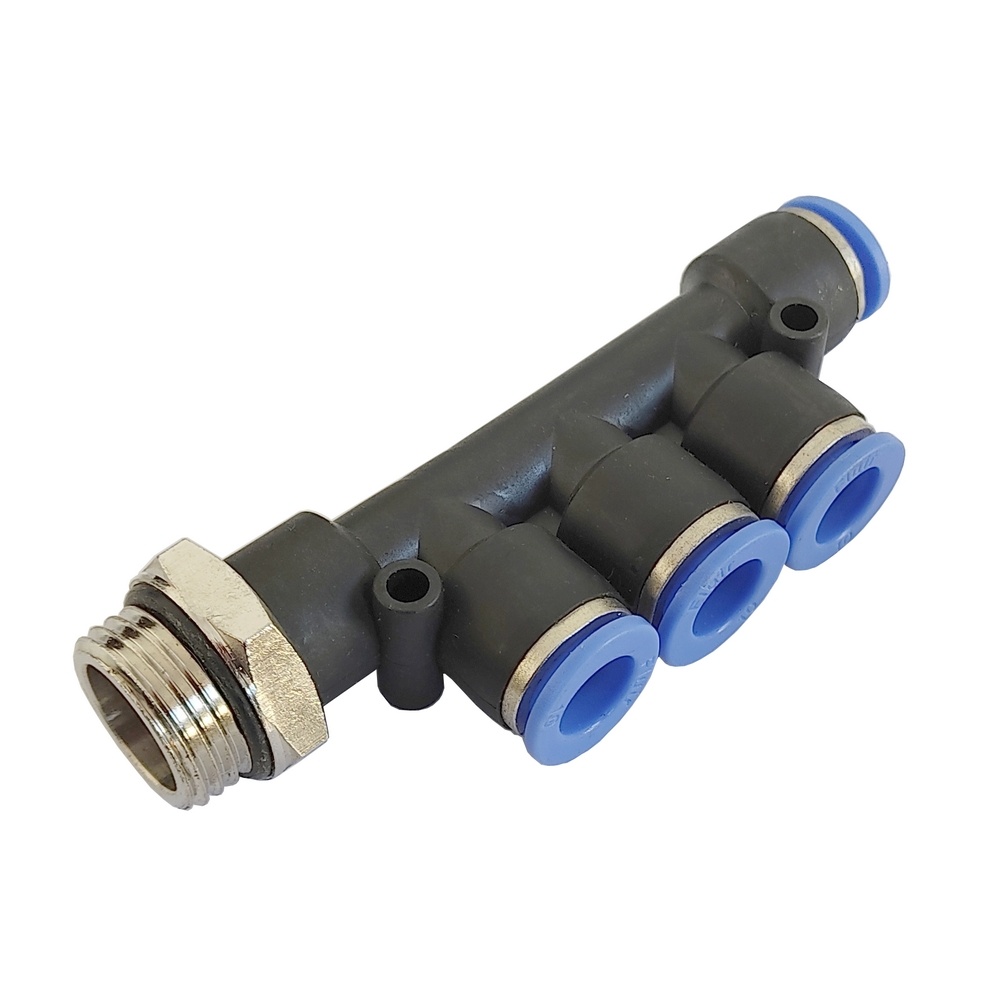 Distribuidor Múltiplo 10 mm X 1/2" BSP - PKB (Conexão Pneumática Instantânea)