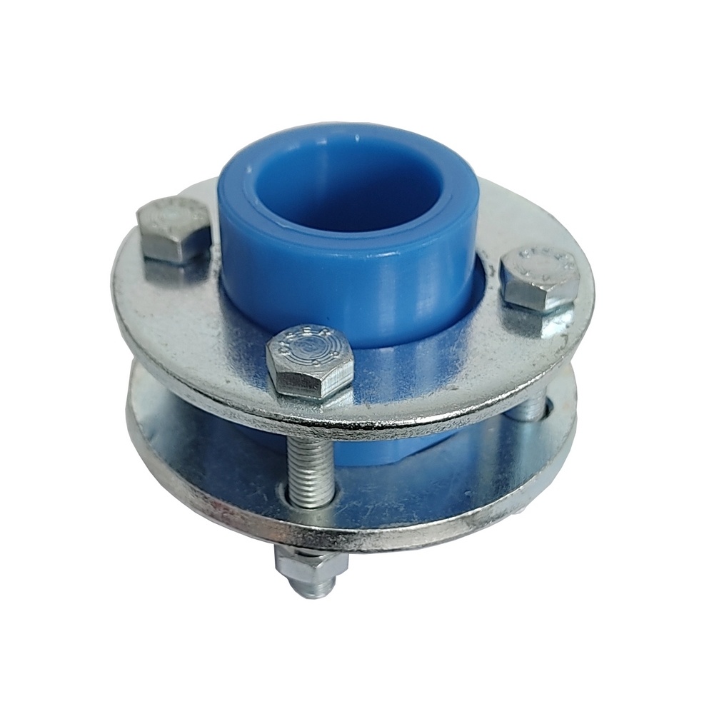 União Com Flange Soldável 20 mm - PPR Azul (Linha TopAir / TopFusion)