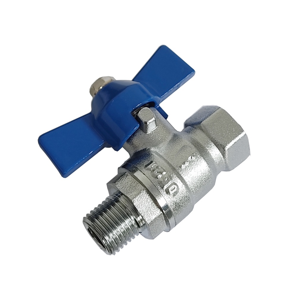 Válvula Esfera Borboleta Rosca 1/4" BSP Macho/Fêmea c/ Passagem Plena 