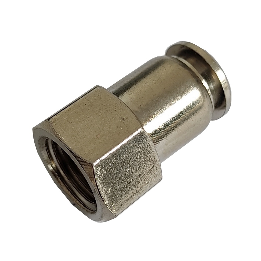 Conector Reto Tubo 8 x Rosca Fêmea 1/2" BSP - MPCF-G (Conexão Pneumática Metálica)