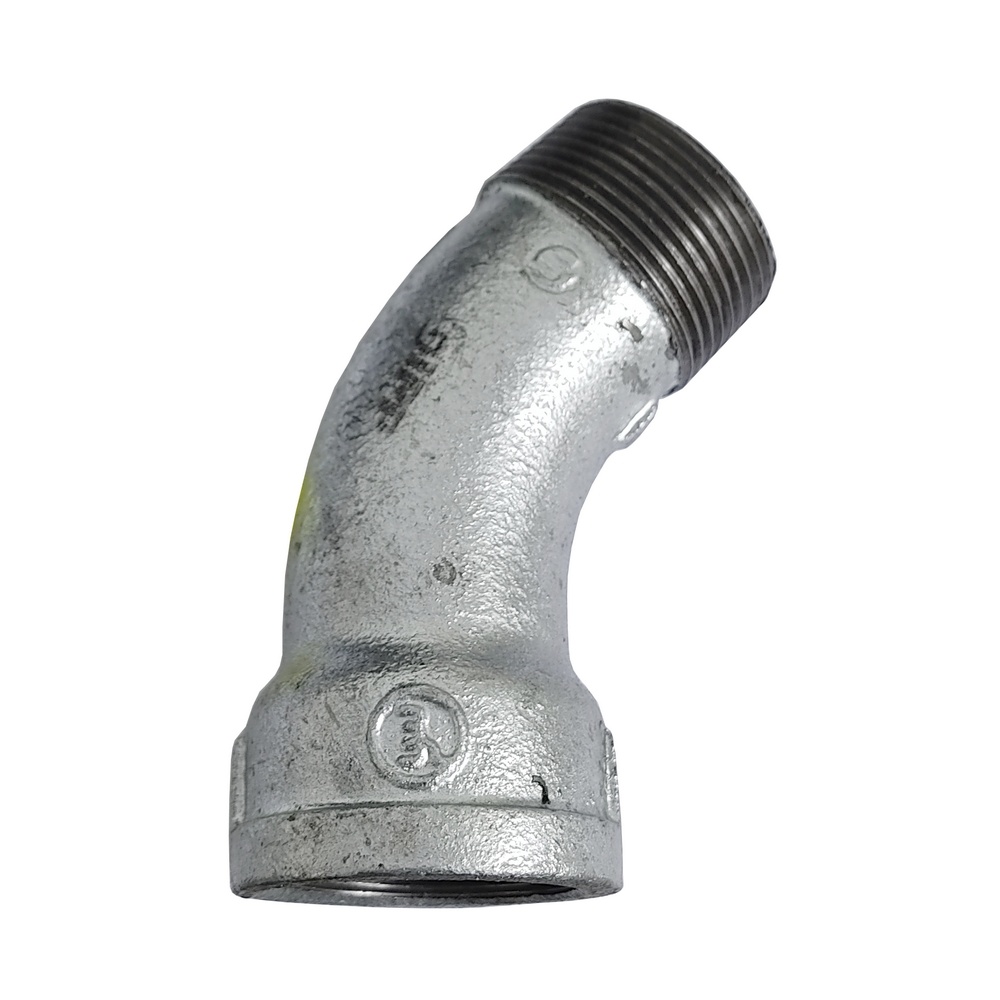 Curva Macho/Fêmea 45º 1" BSP - Galvanizada