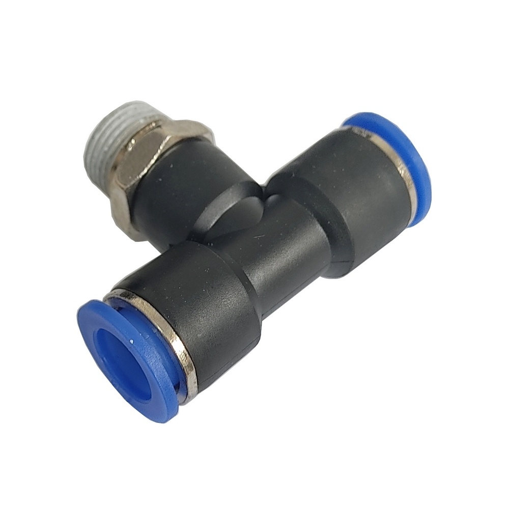 Tee Macho Central Tubo 4 x 1/8 NPT - PT (Conexão Pneumática Instantânea)