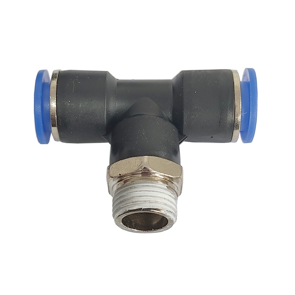 Tee Macho Central Tubo 4 x 1/8 NPT - PT (Conexão Pneumática Instantânea)