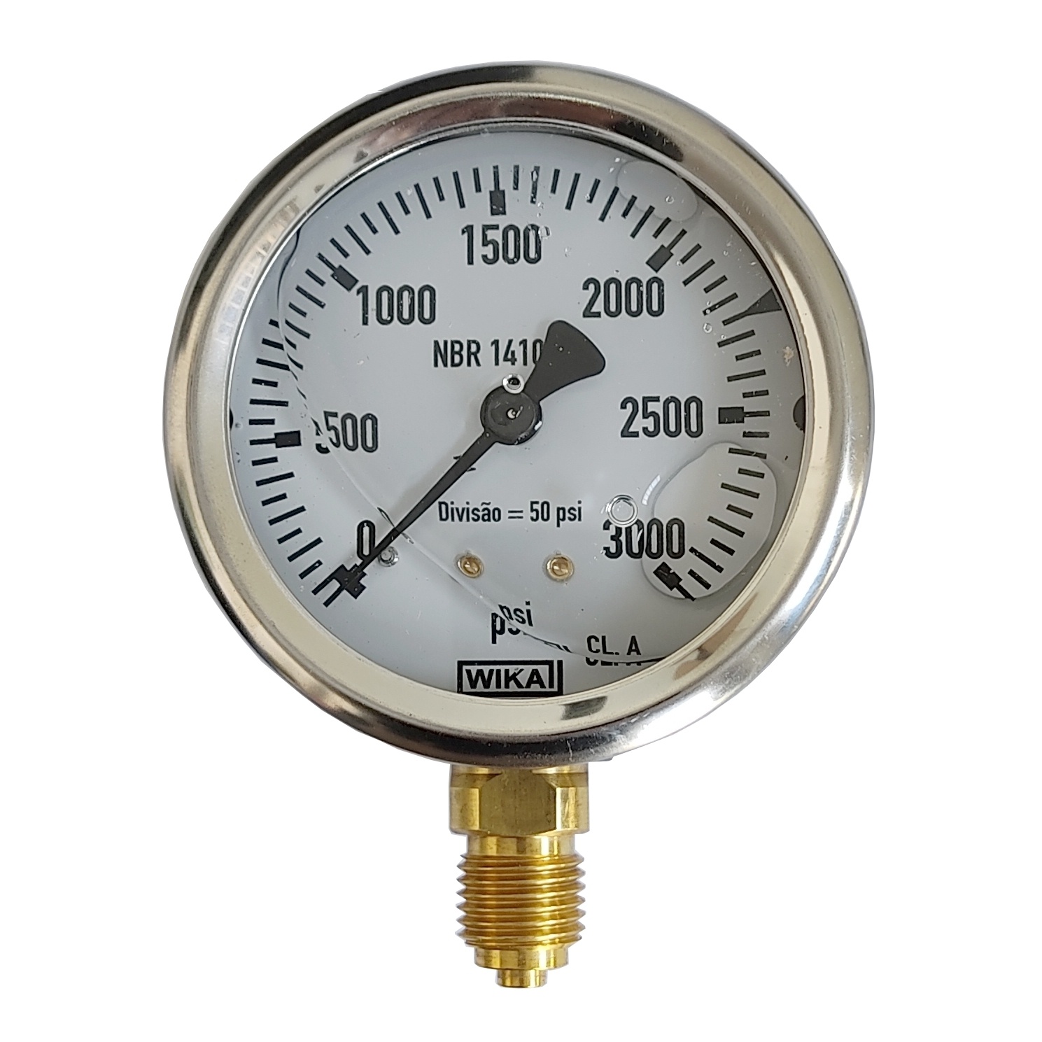 Manômetro Vertical 3000 PSI Com Rosca 1/4" BSP, Caixa Em Inox/Glicerina Ø 63 mm 