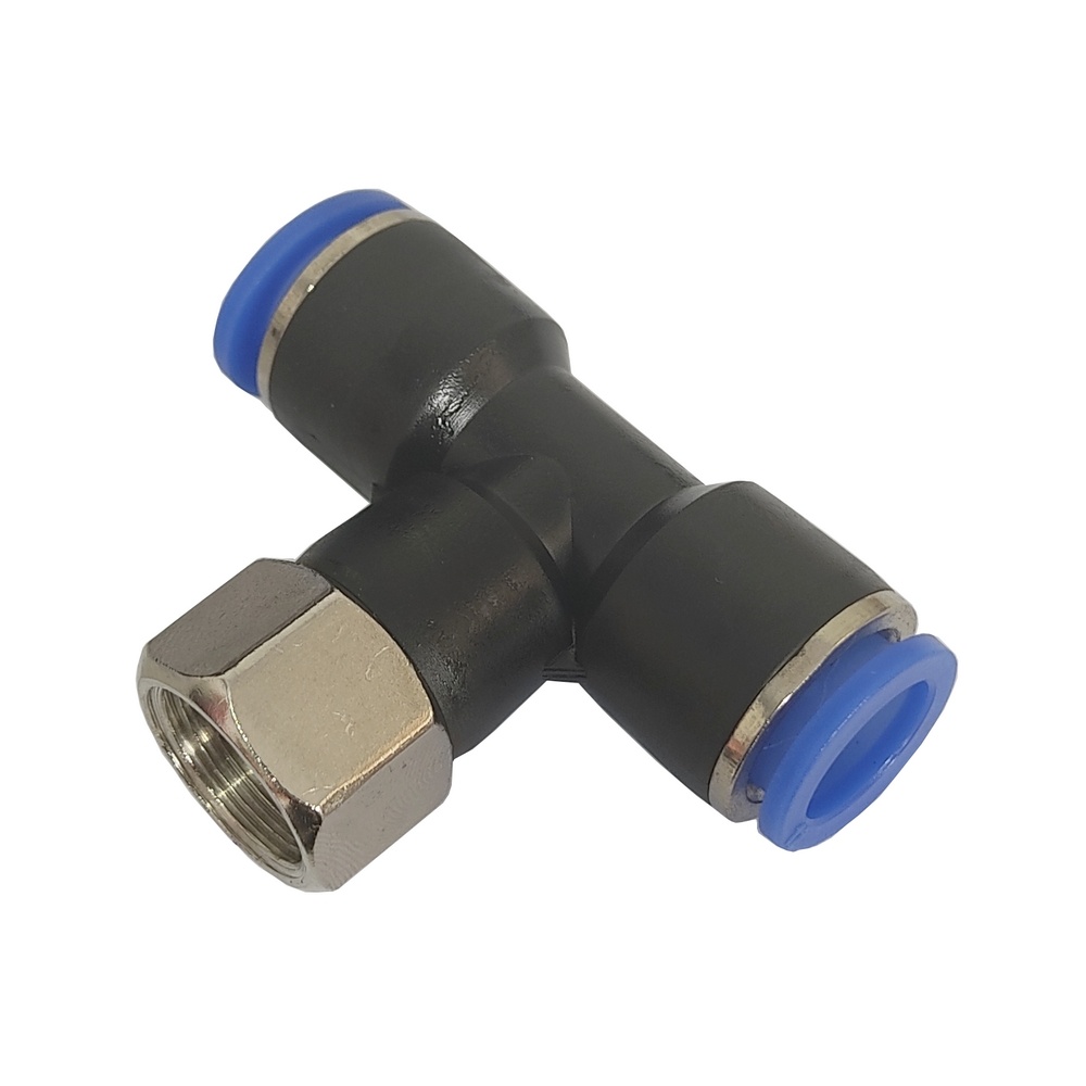 Tee Fêmea Central Tubo 10 x 1/2" BSP - PTF-G (Conexão Pneumática Instantânea)