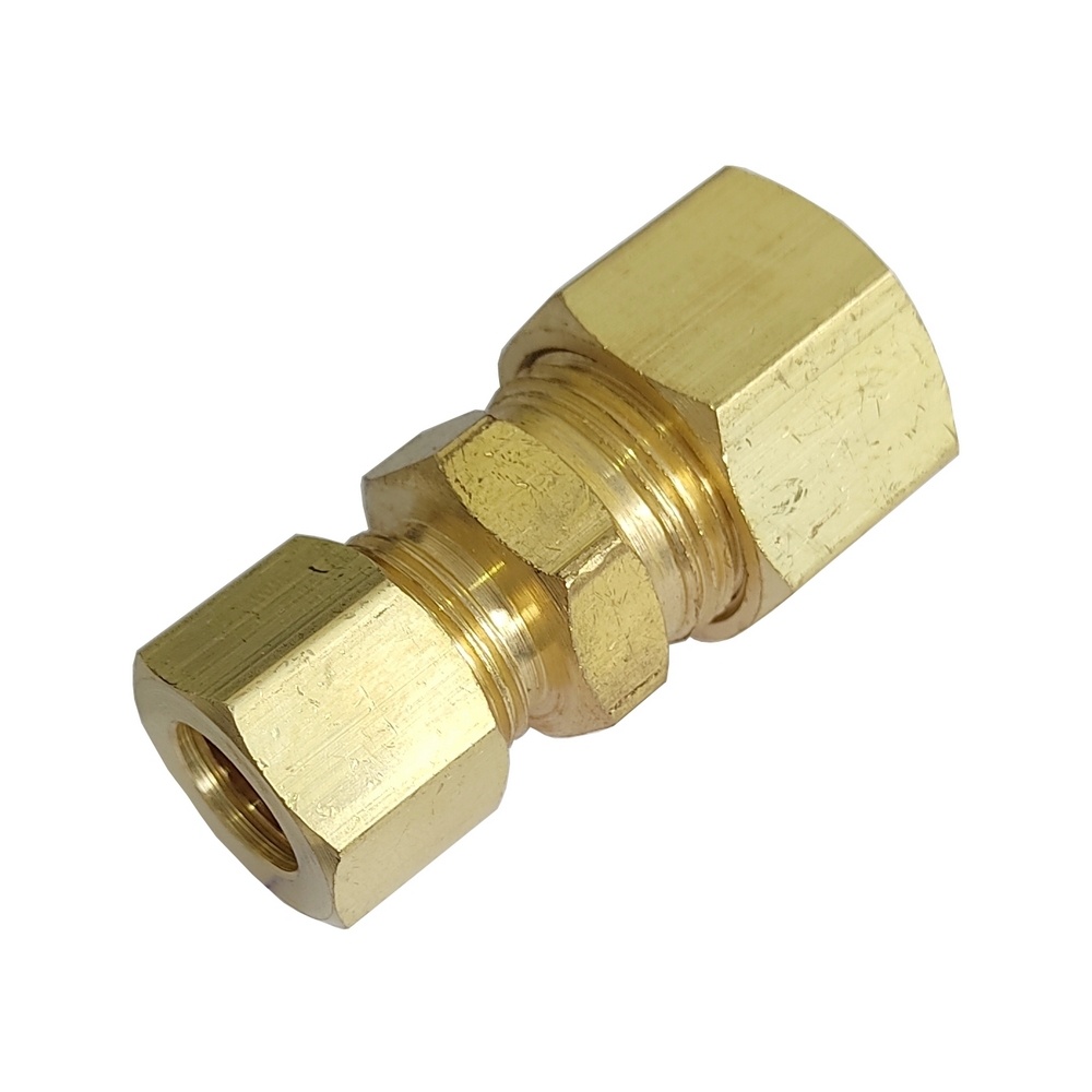 União Reta Tubo 3/8" x Tubo 1/4" - Latão