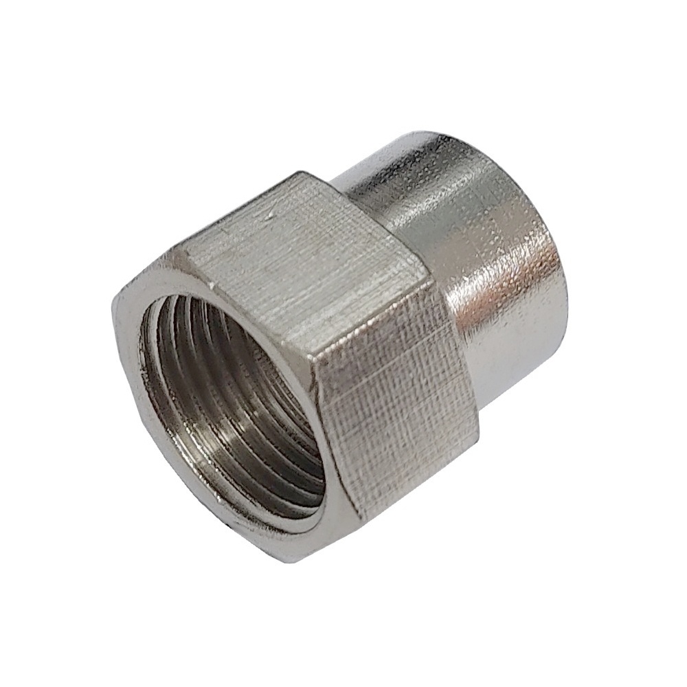 Luva de Redução 1/4" x 1/8" BSP em Latão Niquelado