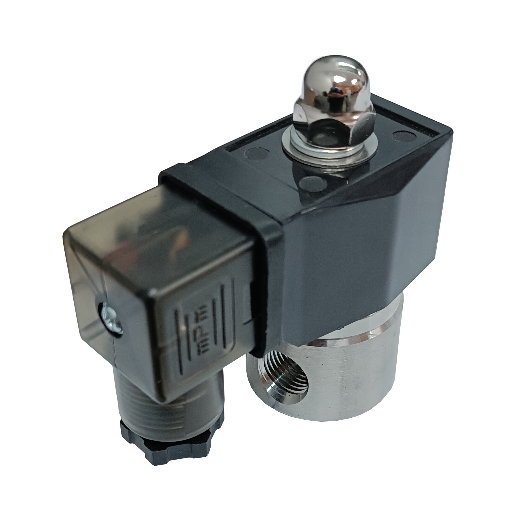 Válvula Inox Solenóide Mola 1/4" 2/2" Vias 220 VCA p/ Ar e Água Quente c/ Vedação EPDM (2WB03008E2) 