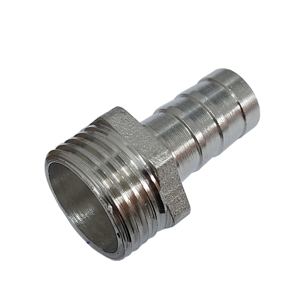 Espigão p/ Mangueira 8 mm x Rosca Macho 1/2" BSP em Latão Niquelado