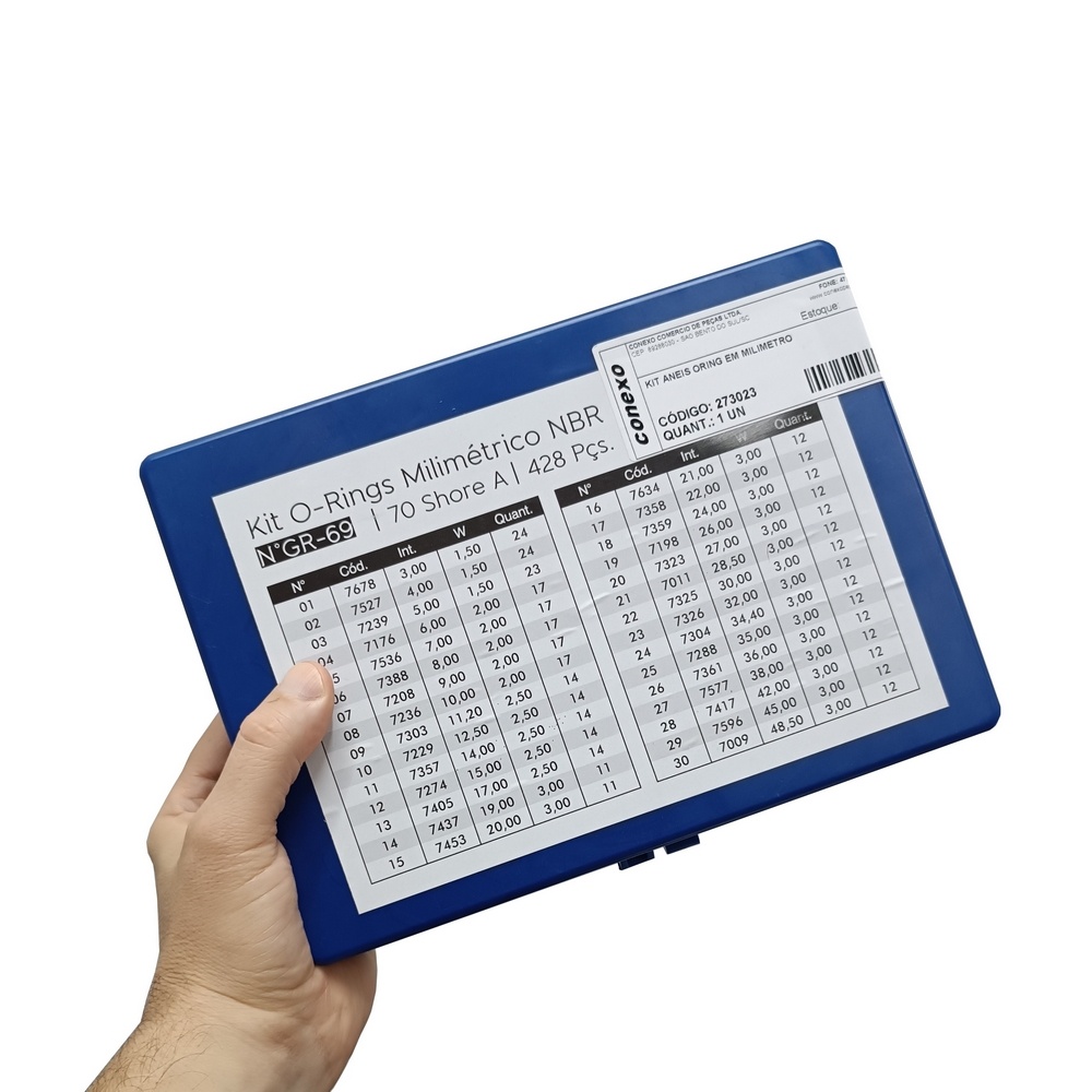 Kit Anéis Oring em Milímetro - Dureza 70 Shore - NBR (Borracha Nitrílica)