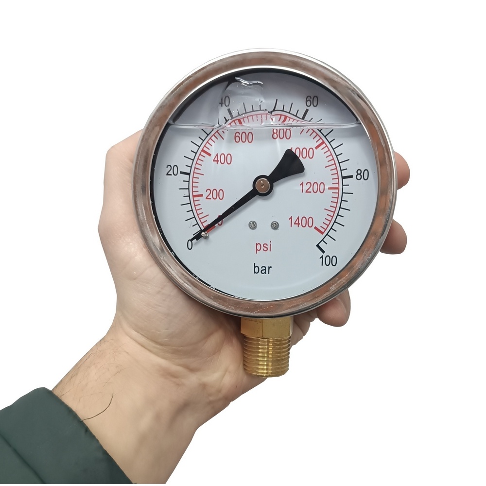 Manômetro Vertical 1400 PSI / 100 Bar c/ Rosca 1/2