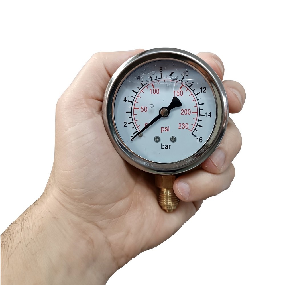 Manômetro Vertical 230 PSI / 16 Bar Com Rosca 1/4