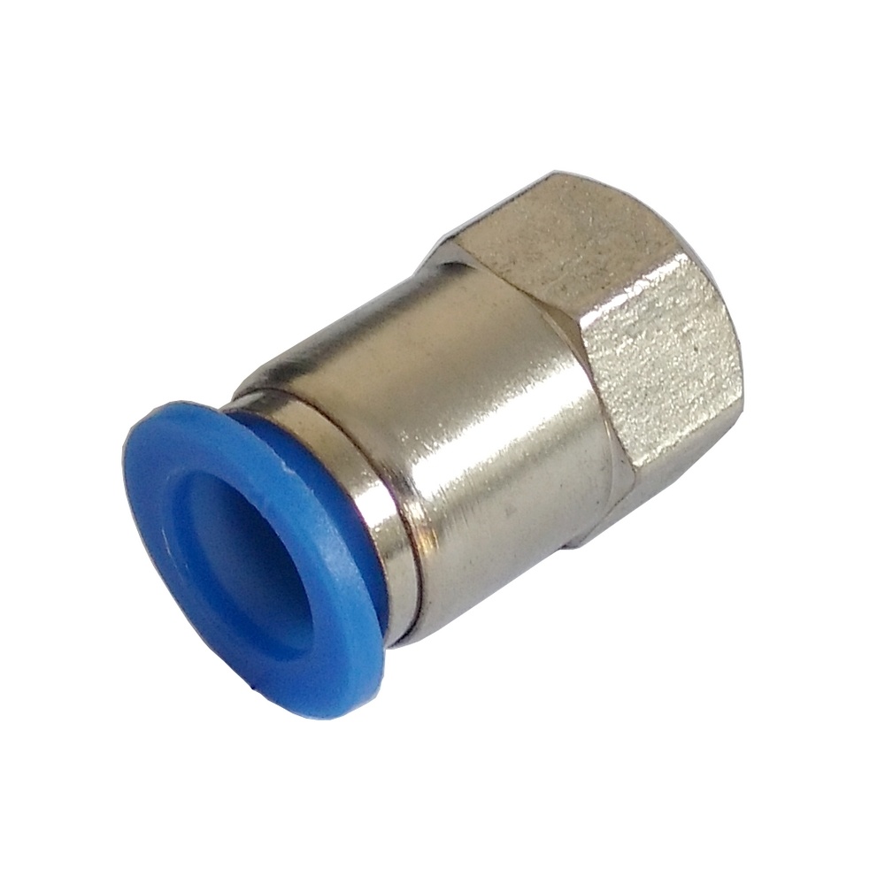 Conector Reto Tubo 6 x Rosca Fêmea 1/4" BSP - PCF-G (Conexão Pneumática Instantânea).