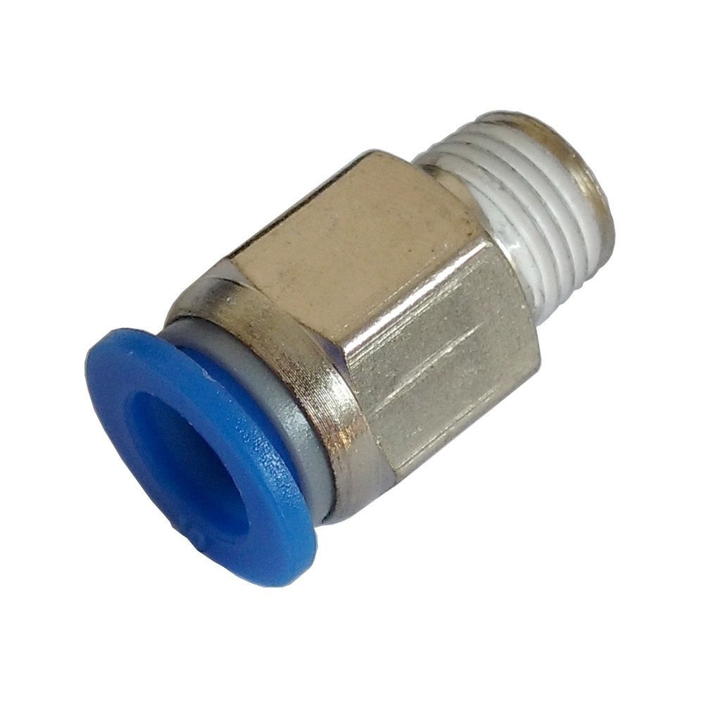 Conector Reto Tubo 8 x Rosca Macho 3/8" NPT - PC (Conexão Pneumática Instantânea)